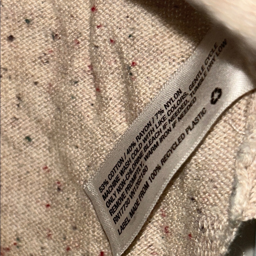 Cream Speckled Cardigan Cardigan Button Up Sweater Ribbed Sleeves and Bottom XS - Picture 5 of 8